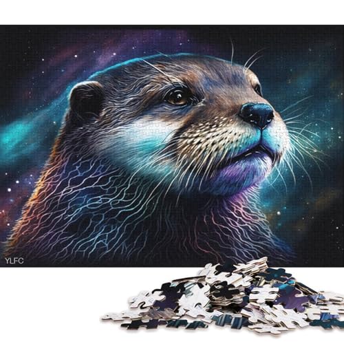 Puzzle mit 1000 Teilen, kosmisches Galaxie-Otter-Puzzle für Erwachsene, Kartonpuzzle, Lernspiel (Größe 38 * 26 cm) von LiJianXXE