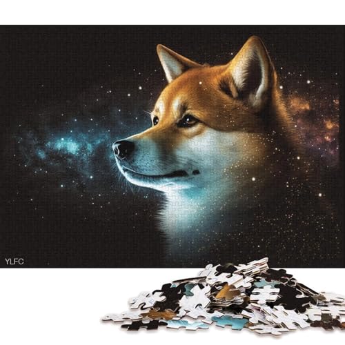 Puzzle mit 1000 Teilen, kosmisches Galaxy Shiba Inu-Puzzle für Kinder, Holzpuzzle, Lernspiele für Erwachsene und Kinder 38x26cm/1000 Teile von LiJianXXE