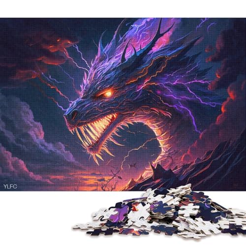 Puzzle mit 1000 Teilen für Erwachsene und Kinder, Kunst-Fantasie-Drachen-Puzzle, Kartonpuzzle für Erwachsene, Erwachsene und Kinder (Größe 38 * 26 cm) von LiJianXXE