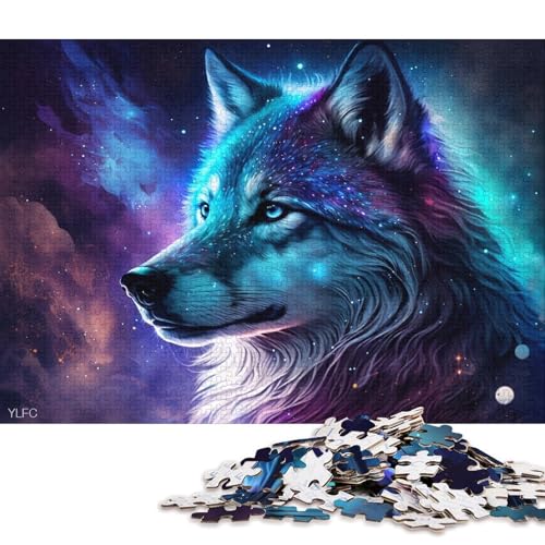 Puzzle mit 1000 Teilen für Erwachsene und Kinder, kosmisches Galaxie-Wolf-Puzzle für Erwachsene, Kartonpuzzle, Erwachsene und Kinder (Größe 38 * 26 cm) von LiJianXXE