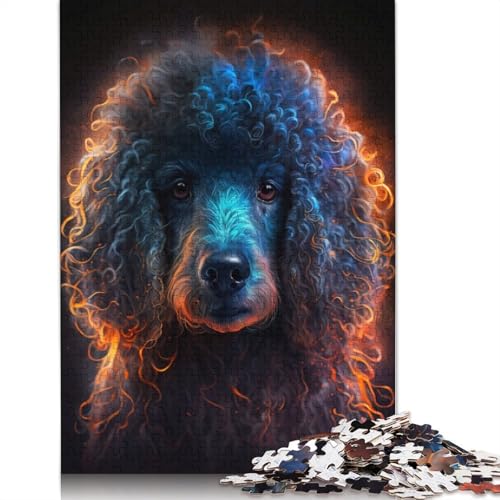 Puzzle mit Feuertier-Pudel, 1000 Teile, Puzzle für Erwachsene, Papppuzzle für Erwachsene und Kinder ab 12 Jahren, tolles Geschenk für Erwachsene, Größe: 38 x 26 cm von LiJianXXE