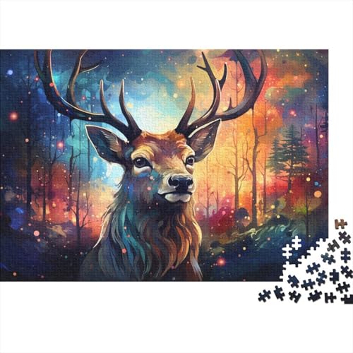 Puzzle zum Ausmalen, Sikahirsch, 1000 Teile, Holzpuzzle für Erwachsene und Kinder ab 12 Jahren, Lernspiel, Herausforderungsspielzeug, 50 x 75 cm von LiJianXXE