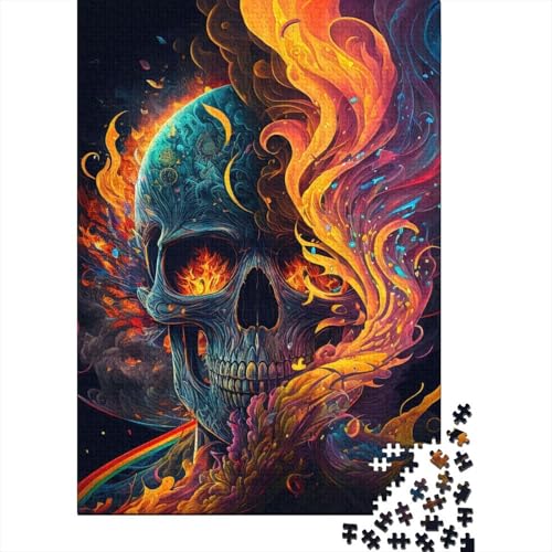 Puzzles mit 1000 Teilen, Höllenschädel in Flammen, Puzzle für Erwachsene, Puzzle mit 1000 Teilen für Erwachsene Teenager (Größe 75 x 50 cm) von LiJianXXE