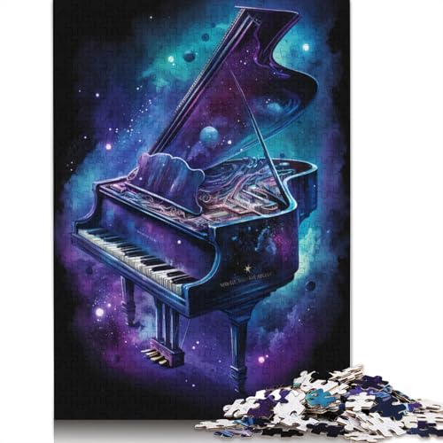 Puzzlespiel mit 1000 Teilen, Galaxy Piano-Puzzles für Holzpuzzles für die ganze Familie (Größe 75 x 50 cm) von LiJianXXE