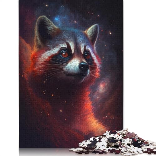 Puzzlespiel mit 1000 Teilen, Galaxy Red Raccoon, Puzzle aus Holz, tolles Geschenk für Erwachsene, Größe: 75 x 50 cm von LiJianXXE