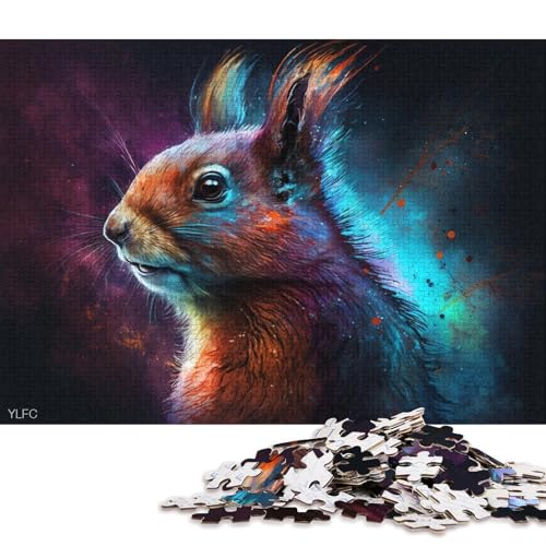 Puzzlespiel mit 1000 Teilen, buntes Eichhörnchen-Puzzle, Holzpuzzle, Lernspielzeug (Größe 75 * 50 cm) von LiJianXXE