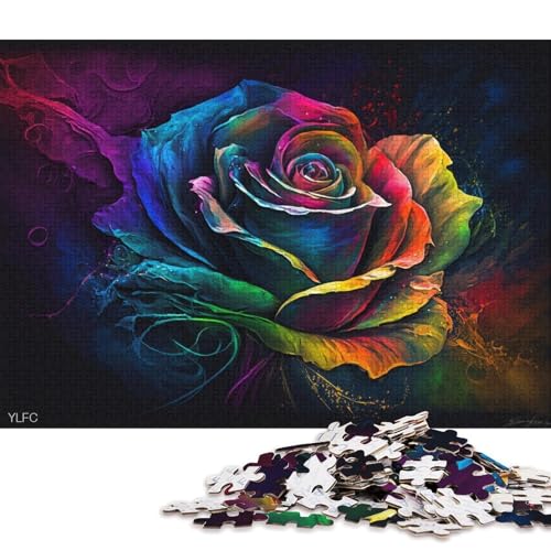 Puzzlespiel mit 1000 Teilen, buntes Rosenpuzzle für Kinder, Kartonpuzzle, gutes Geschenk für Erwachsene und Kinder (Größe 38 * 26 cm) von LiJianXXE