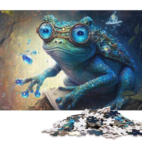 Puzzlespiel mit 1000 Teilen, magisches Kunstfrosch-Puzzle für Erwachsene, Holzpuzzle, Lernspiel, Herausforderungsspielzeug 38x26cm/1000 Stück von LiJianXXE