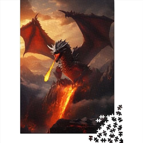 Red Fire Elder Dragon Puzzle für Erwachsene, 300-teiliges Holzpuzzle für Erwachsene, Puzzlespiel, Spielzeug für Erwachsene, Größe 40x28 cm von LiJianXXE