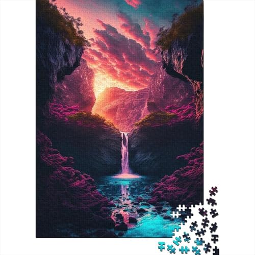 Rote Pflanzen, Wasserfall-Puzzle, Puzzle für Erwachsene, Teenager, Erwachsene, 1000 Teile, Puzzle-Geschenke, 1000-teiliges Puzzle für Erwachsene, Teenager (Größe 75 x 50 cm) von LiJianXXE