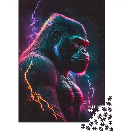 Synthwave Gorilla-Puzzles für Erwachsene und Teenager, Puzzle für Erwachsene und Teenager, 1000 Teile, Denksport-Puzzles für Erwachsene (Größe 75 x 50 cm) von LiJianXXE