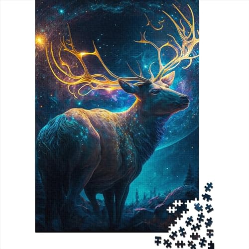 Teenager-Puzzle, Tier-Hirsch, 1000-teiliges Puzzle, Holzpuzzle für Erwachsene und Teenager ab 12 Jahren, tolles Geschenk für Erwachsene und Kinder, Größe: 75 x 50 cm von LiJianXXE