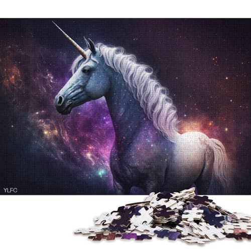 Teenager-Puzzle, Universum, Galaxie, Einhorn, Puzzle 1000 Teile für Erwachsene, Holzpuzzle, geeignet für Erwachsene und Kinder über 12 Jahre, tolles Geschenk für Erwachsene (Größe 75 * 50 cm) von LiJianXXE