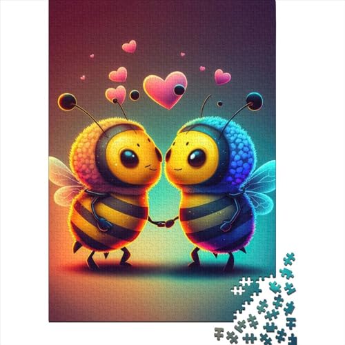 Tiny Love Bees Holzpuzzle, Puzzle für Erwachsene, Teenager, Puzzle für Erwachsene, 1000 Teile, anspruchsvolles Spiel, Geschenke, Größe 75x50 cm von LiJianXXE