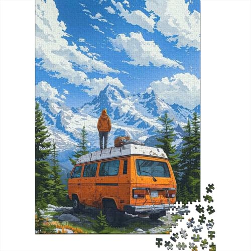 Van Life Vibes and Mountain Highs 1000-teiliges Puzzle für Erwachsene, Holzpuzzle, Puzzles für Erwachsene, Lernspiel, Herausforderungsspielzeug (Größe 75 x 50 cm) von LiJianXXE