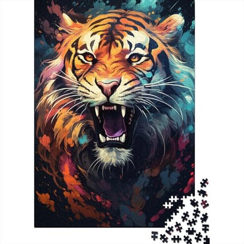 Wildes, farbenfrohes Tiger-Puzzle mit 1000 Teilen, Puzzle für Erwachsene, Denkspiel, Puzzlespielzeug für Erwachsene und Kinder (Größe 75 x 50 cm) von LiJianXXE