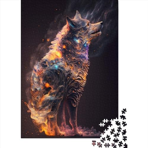 Wolf Night Galaxy Wall AR 1000-teiliges Puzzle für Erwachsene, Holzpuzzle, Puzzles für Erwachsene, Lernspiel, Herausforderungsspielzeug (Größe 75 x 50 cm) von LiJianXXE