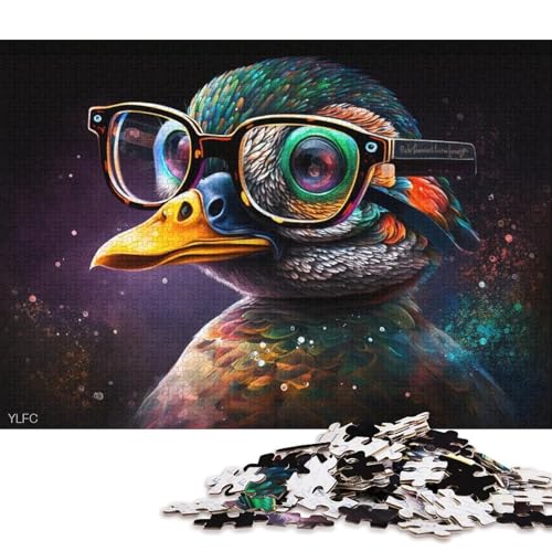 für Erwachsene, 1000-teiliges Puzzle Ente mit Brille für Erwachsene, Holzpuzzle, Lernspiel für Erwachsene und Kinder (Größe 75 * 50 cm) von LiJianXXE