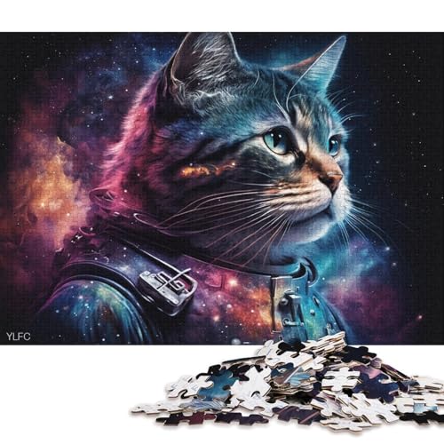 für Erwachsene, 1000-teiliges Puzzle Kosmisches Astronauten-Katzen-Puzzle für Erwachsene, Holzpuzzle, Lernspiel für Erwachsene und Kinder (Größe 75 * 50 cm) von LiJianXXE