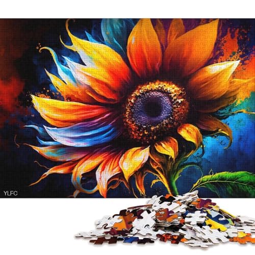 für Erwachsene, 1000-teiliges buntes Sonnenblumen-Puzzle für Erwachsene, Holzpuzzle, Lernspiel für Erwachsene und Kinder (Größe 75 * 50 cm) von LiJianXXE