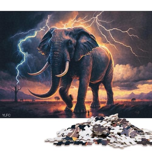 für Erwachsene, Puzzle mit 1000 Teilen, Kunsttraum-Elefanten-Puzzle für Erwachsene, Holzpuzzle, Puzzle – anspruchsvolles Spiel 38x26cm/1000 Teile von LiJianXXE