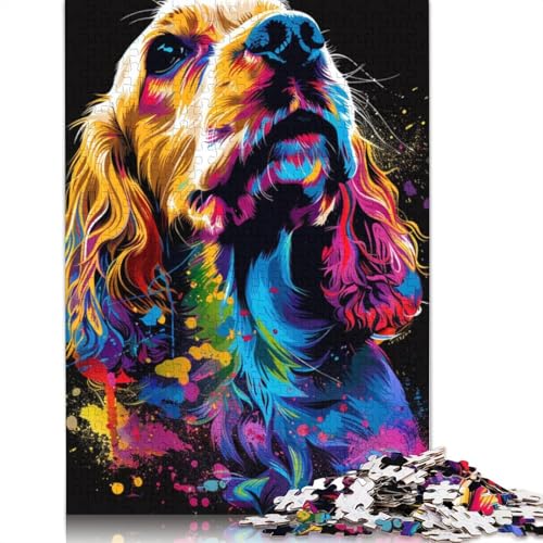 für Erwachsene 1000-teiliges Puzzle Englischer Cocker Spaniel, Hundekunst, Puzzle für Erwachsene, Holzpuzzle, Lernspiele, Heimdekorationspuzzle. Größe: 75 x 50 cm von LiJianXXE