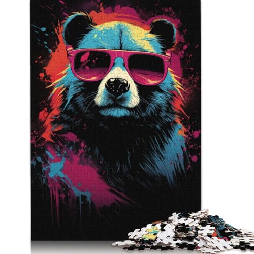 für Erwachsene 1000-teiliges Puzzle Panda mit Sonnenbrille Puzzles für Erwachsene Puzzle Holzpuzzles Lernspiele Heimdekorationspuzzle. Größe: 75 x 50 cm von LiJianXXE