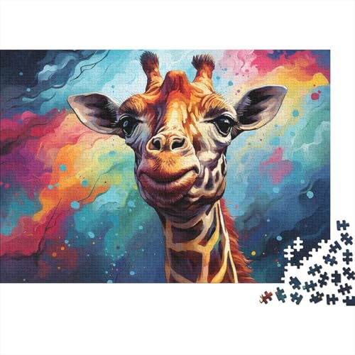 für Erwachsene Puzzle 1000 Teile Puzzle Geschenke Bunte Tier Giraffe Puzzles für Erwachsene Kinder Holzpuzzle Lernspielzeug 50x75cm von LiJianXXE