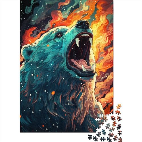 für Erwachsene Puzzle Bunte Psychedelia der kosmischen Eisbären 1000-teiliges Puzzle Holzpuzzle Geeignet für Erwachsene und Jugendliche ab 12 Jahren Puzzle - Herausforderndes Spiel 50x75 cm von LiJianXXE