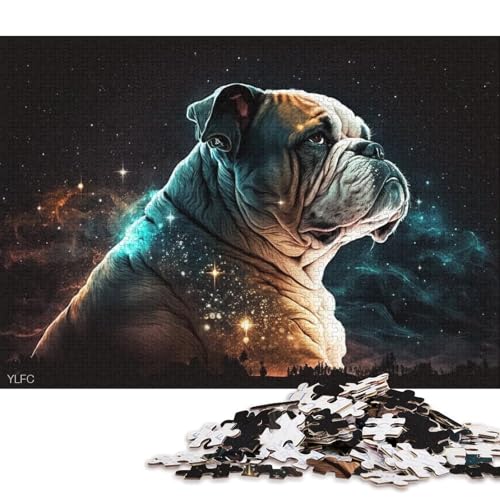 für Erwachsene Puzzle Cosmic Bulldog 1000-teiliges Puzzle Holzpuzzle für Erwachsene und Kinder Gutes Geschenk für Erwachsene und Kinder 38x26cm/1000 Teile von LiJianXXE