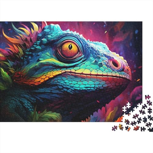 für Erwachsene Puzzle Fantasie-Farbchamäleon-Puzzle 1000 Teile für Erwachsene Holzpuzzle für Erwachsene und Familien für Familienspaß und Spieleabend 50x75cm von LiJianXXE