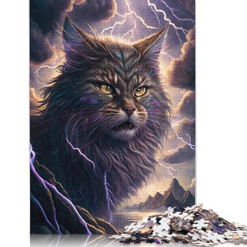 für Erwachsene Puzzle Fantasie Maine Coon Katze 1000 Teile Puzzle Lernspiele Holzpuzzle für Erwachsene und Kinder ab 12 Jahren Einzigartige Herausforderung Spielgröße: 75x50cm von LiJianXXE