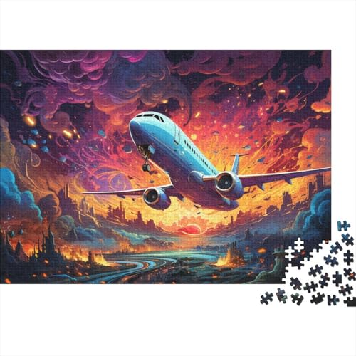 für Erwachsene Puzzle Flugzeug im farbigen Himmel Puzzle 1000 Teile für Erwachsene Holzpuzzle für Erwachsene und Familien für Familienspaß und Spieleabend 50x75cm von LiJianXXE