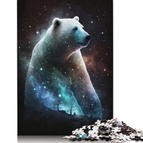 für Erwachsene Puzzle Galaxie Eisbär 1000 Teile Puzzle Lernspiele Holzpuzzle für Erwachsene und Kinder ab 12 Jahren Einzigartige Herausforderung Spielgröße: 75x50cm von LiJianXXE