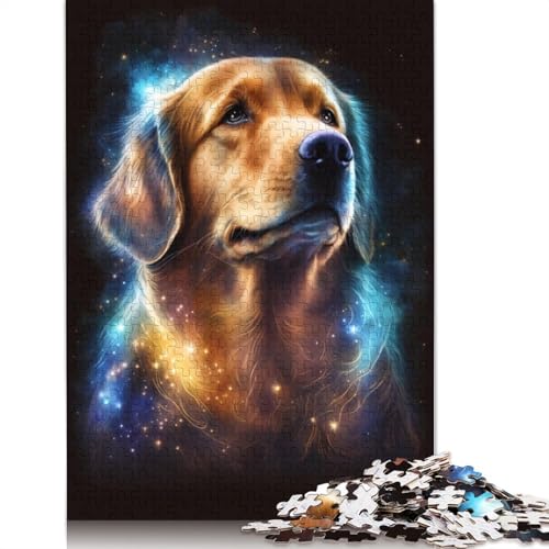 für Erwachsene Puzzle Galaxy Space Golden Retriever 1000-teiliges Puzzle Lernspiele Holzpuzzle für Erwachsene und Kinder ab 12 Jahren Einzigartige Herausforderung Spielgröße: 75 x 50 cm von LiJianXXE