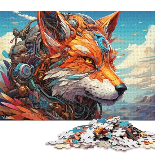 für Erwachsene Puzzle Roboter Farbfuchs 1000-teiliges Puzzle Holzpuzzle für Erwachsene und Kinder Gutes Geschenk für Erwachsene und Kinder 38x26cm/1000 Teile von LiJianXXE