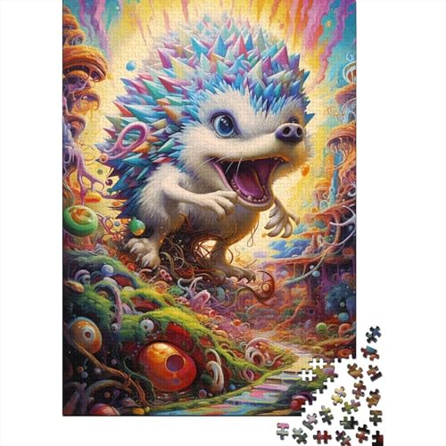 1000-teiliges Puzzle, Art Igel, kreatives quadratisches Puzzle für Erwachsene und Kinder, Holzpuzzle, Spielzeug, Denkspiel, Größe: 75 x 50 cm von LiJianXXL