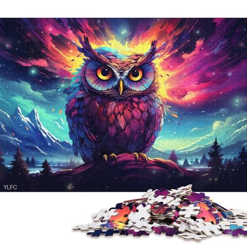 1000-teiliges Puzzle, Bunte Eule, Puzzle für Erwachsene, Kartonpuzzle, Lernspiel, Herausforderungsspielzeug 38x26cm/1000 Stück von LiJianXXL