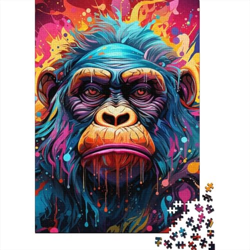 1000-teiliges Puzzle, Bunte Gorillas, kreatives quadratisches Puzzle für Erwachsene und Kinder, Holzpuzzle, Spielzeug, Denkspiel, Größe: 75 x 50 cm von LiJianXXL