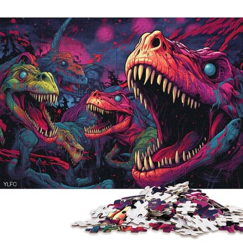 1000-teiliges Puzzle, Dinosaurier-Kunstpuzzle für Erwachsene, Kartonpuzzle, anspruchsvoll, Aber unterhaltsam und humorvoll 38x26cm/1000 Teile von LiJianXXL