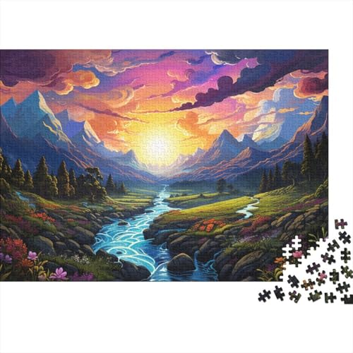 1000-teiliges Puzzle, Fantasie, farbenfrohe Landschaft, Puzzle für Erwachsene, Holzbrett-Puzzle, anspruchsvolles Spiel-Puzzle, 50 x 75 cm von LiJianXXL