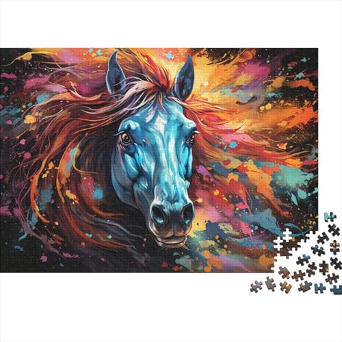 1000-teiliges Puzzle, Fantasie-Pferdemalerei, Puzzle für Erwachsene, Holzbrett-Puzzle, anspruchsvolles Spiel-Puzzle, 50 x 75 cm von LiJianXXL