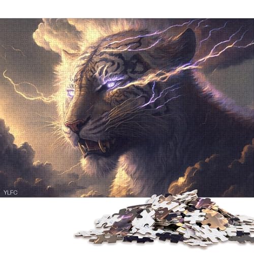 1000-teiliges Puzzle, Fantasie-Puzzle mit weißem Tiger, für Erwachsene, Karton-Puzzle, Lernspielzeug, Familienspiele 38x26cm/1000 Teile von LiJianXXL