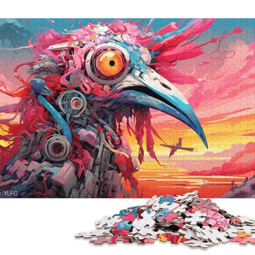 1000-teiliges Puzzle, Flamingo-Tierroboter-Puzzle für Erwachsene, Kartonpuzzle, Lernspiel, Herausforderungsspielzeug 38x26cm/1000 Stück von LiJianXXL