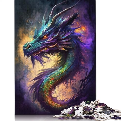 1000-teiliges Puzzle, Graffiti-Puzzle mit chinesischem Drachen, für Erwachsene, Holzpuzzle, anspruchsvolles Spielpuzzle, 75 x 50 cm von LiJianXXL