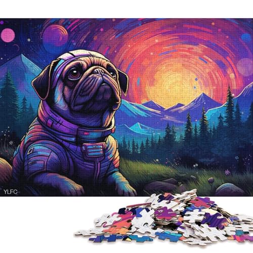 1000-teiliges Puzzle, Mops-Kunst-Puzzle für Erwachsene, Holzpuzzle, Lernspiel, Herausforderungsspielzeug 75x50cm/1000 Stück von LiJianXXL