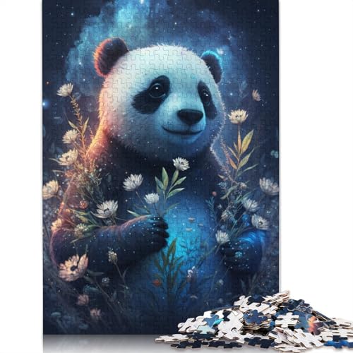 1000-teiliges Puzzle, Panda- und Blumen-Puzzle für Erwachsene, Holzpuzzle, Familiendekoration (Größe 75 * 50 cm) von LiJianXXL