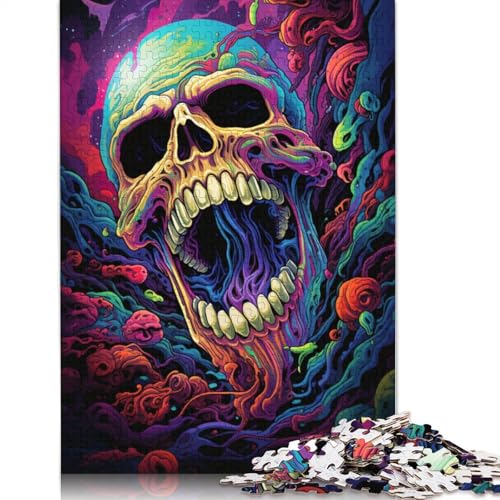 1000-teiliges Puzzle, Psychedelischer Totenkopf, Puzzle für Erwachsene, Holzpuzzle, Lernspiel, Herausforderungsspielzeug, 75 x 50 cm von LiJianXXL