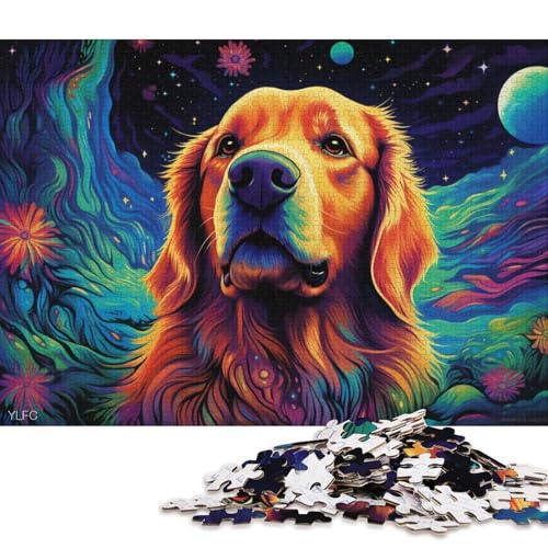 1000-teiliges Puzzle, Tier-Golden Retriever-Puzzle für Erwachsene, Holzpuzzle, Lernspielzeug, Familienspiele 75x50cm/1000 Teile von LiJianXXL