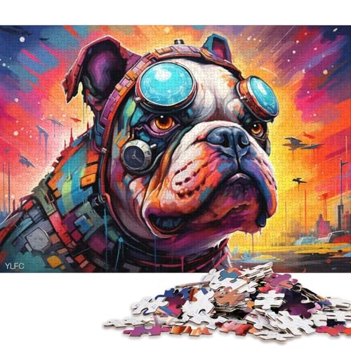 1000-teiliges Puzzle, Tierroboter, Bulldogge, Puzzle aus Karton, Lernspielzeug 38x26cm/1000 Stück von LiJianXXL